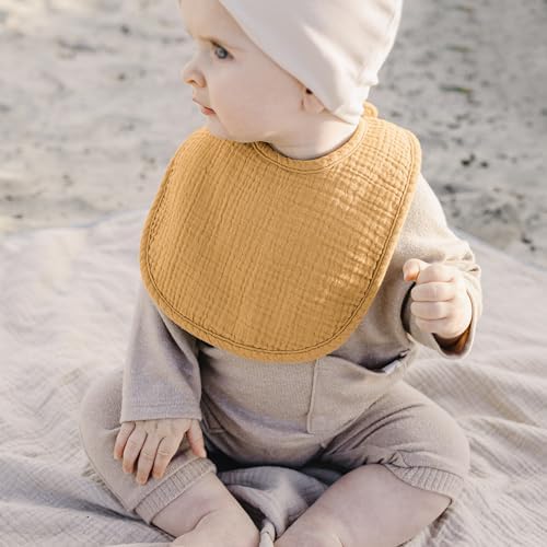 Konssy 8-Pack Muslin Baby Bibs, Adjustable Fit - Image 6