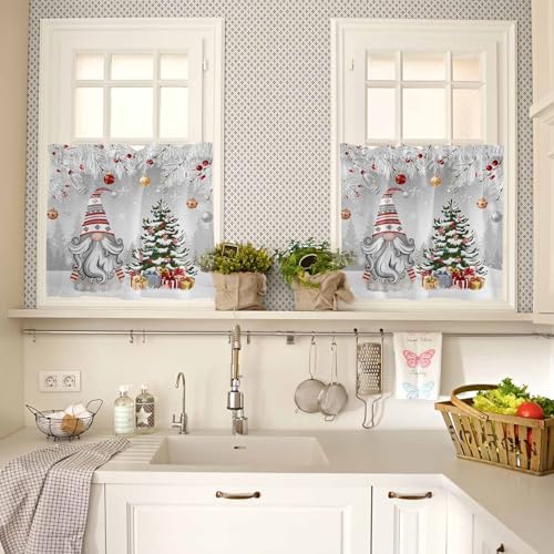 Vandarllin Christmas Gnome Kitchen Curtains and Valances Set, Winter Merry - Image 4