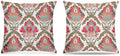 Boho Vintage Damask Floral Pillow Covers 18x18 Set of 2, Ethnic Indian Block by Unknown