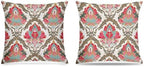 Boho Vintage Damask Floral Pillow Covers 18x18 Set of 2, Ethnic Indian Block by Unknown