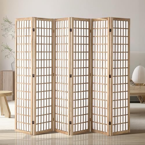 VEVOR Room Divider, 6 Panel Japanese Room Divider, Wood Folding Privacy Screen by VEVOR