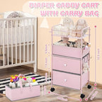 FoldTier 3In1 Baby Diaper Caddy Organizer Cart 4 Tier Large Capacity Metal - Image 2