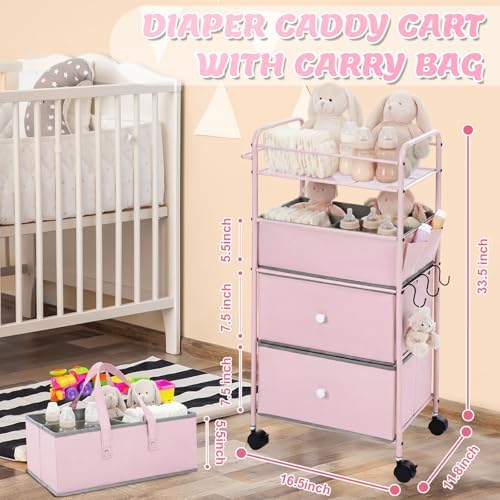 FoldTier 3In1 Baby Diaper Caddy Organizer Cart 4 Tier Large Capacity Metal - Image 2