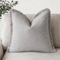 Foindtower Decorative Linen Fringe Throw Pillow Covers Cozy Boho Farmhouse by Foindtower