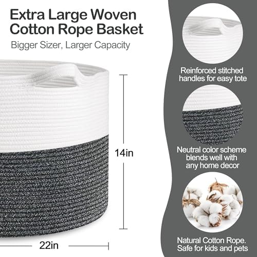 MEGASKET Large Throw Blanket Basket, Big Wicker Baskets - Image 2