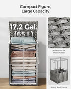 SONGMICS Laundry Hamper with Lid, 17.2 Gallon Synthetic Rattan Clothes Laundry - Image 5
