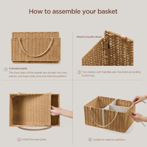 HBlife Large Baby Diaper Caddy Organizer, Paper Rope Storage Baskets Nursery Bin - Image 7