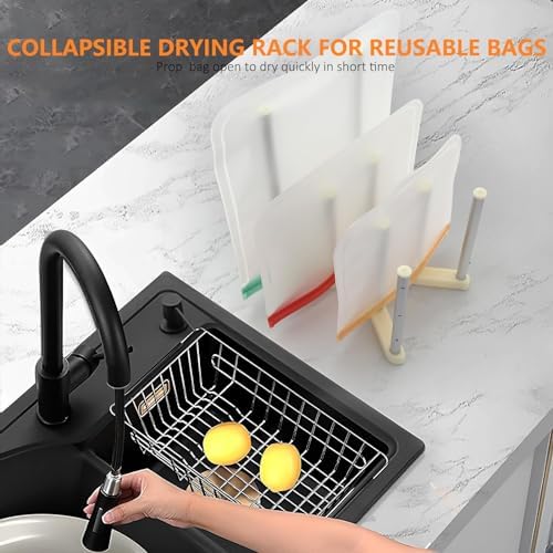 KORRTFID Reusable Storage Bag Drying Rack, Retractable Metal Bottle Drying Rack - Image 4