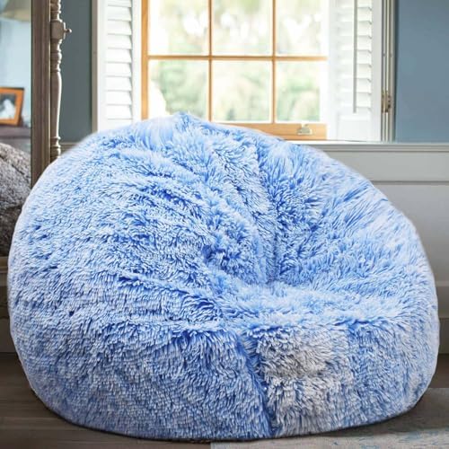 Fluffy Stuffed Animal Storage Bean Bag Chair Cover, Faux Fur Comfy Bean Bag by Unknown