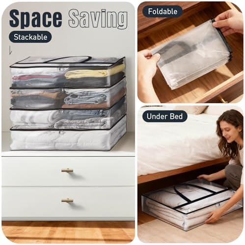 8 Packs 40L Clear Under Bed Storage Containers, Large Clothes Storage Bags - Image 7
