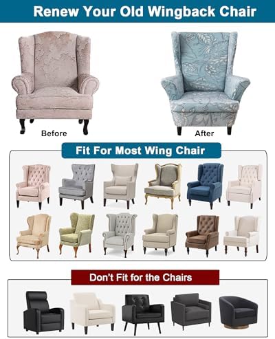 CRFATOP Wingback Chair Covers Stretch Armchair Slipcovers - Image 3