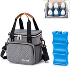 Breastmilk Cooler Bag with Ice Pack Fits 6 Baby Bottles up to 9 Ounce, Breast by BABEYER