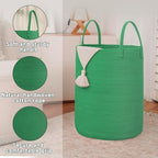 JMvicyroam 60L Cotton Rope Laundry Basket Hamper, Dark Green - Image 6