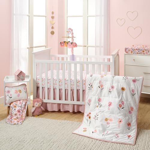 Lambs & Ivy Little Garden 3-Piece Embroidered Floral Baby Crib Bedding Set by LambsIvy