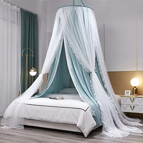 VETHIN Double Layer Princess Round Dome Canopy Bed Curtain by VETHIN