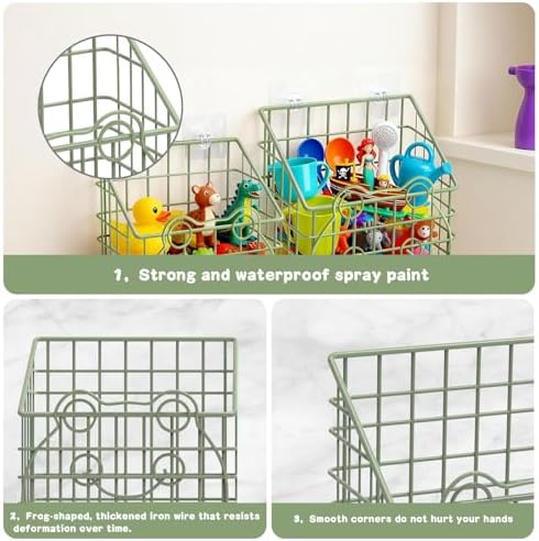 Greentainer 2 Pack Bath Toy Storage Organizer, Large Rustproof Metal Wire Basket - Image 5