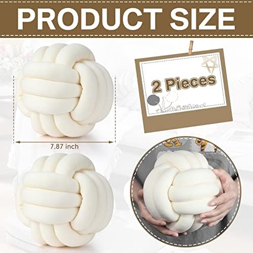 Namalu 10.6 Inches 2 Pcs Knot Pillow Decorative Throw Pillow, Cream White - Image 2