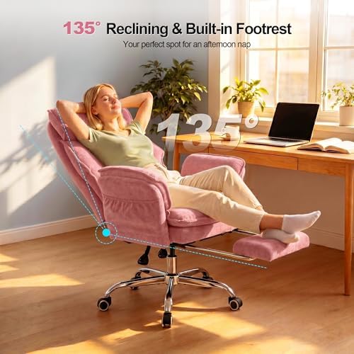 Office Chair with Flip Armrests & Foot Rest, Criss Cross Legged Home Office - Image 4