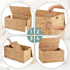 Wonderjune 36 x 20 x 18.5 Inch Water Hyacinth Wicker Storage Trunk - Image 3