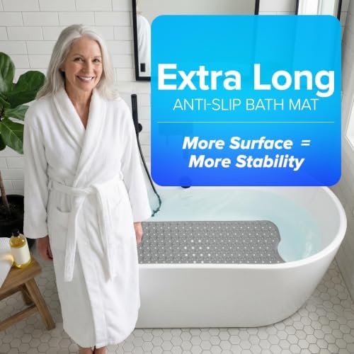 SlipX Solutions 39x16 Extra Long Non Slip Bath Mat, Tub & Shower - Image 4