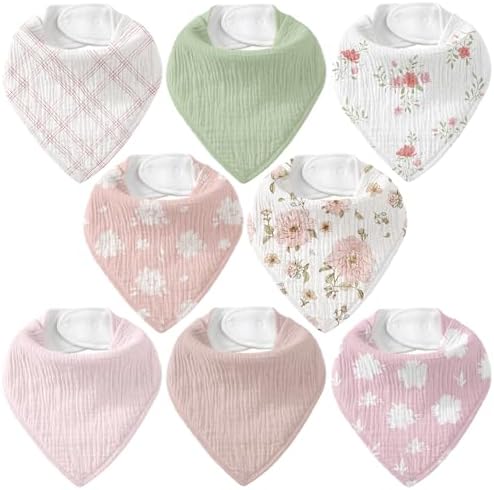 8 Pack Muslin Baby Bandana Bibs by CivaruaKids
