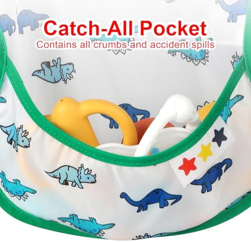 Accmor Waterproof Baby Bibs for Eating, Mess Proof Toddler Feeding Bibs for - Image 5