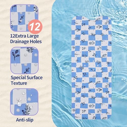 Bathtub Mat Non Slip 40x16 Inch Extra Long Bath Mat, Rustic Flowers Design - Image 2