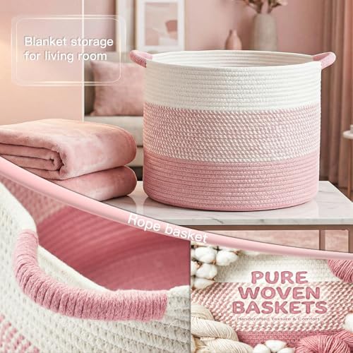 Artfeel 100L Large Cotton Rope Basket, Decorative Woven Blanket Storage - Image 5