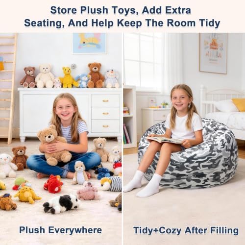 Lukeight Stuffed Animal Storage Bean Bag Chair Cover - Image 3