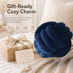 Petrella Navy Blue Knot Pillow Ball, 8 Inch Round Decorative Pillow - Image 6