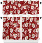 Red Christmas Kitchen Curtains and Valances Set, Santa Claus Merry Christmas by VandarllinHomeKitchenDecor