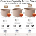 90L Extra Large Blanket Basket, Woven Rope Laundry Basket-Brown - Image 2