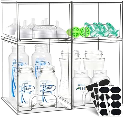Baby Bottle Organizer, Stackable Storage Drawers by Qunland