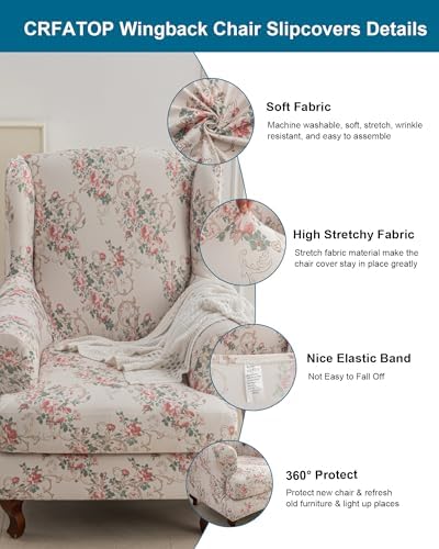 CRFATOP Wingback Chair Covers Wing Armchair Slipcovers - Image 2