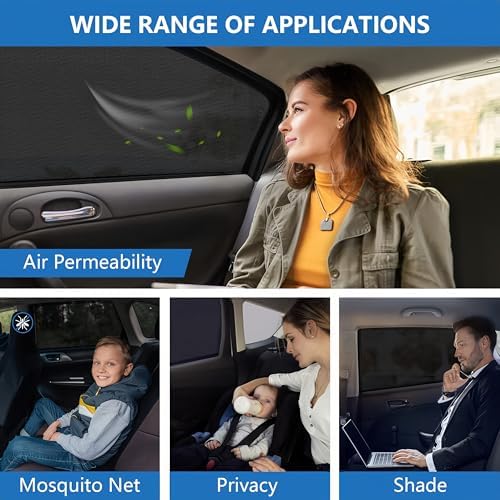 Car Window Sun Shade Cover -2 Pack Breathable Mesh Car Rear Side Window Screens - Image 3