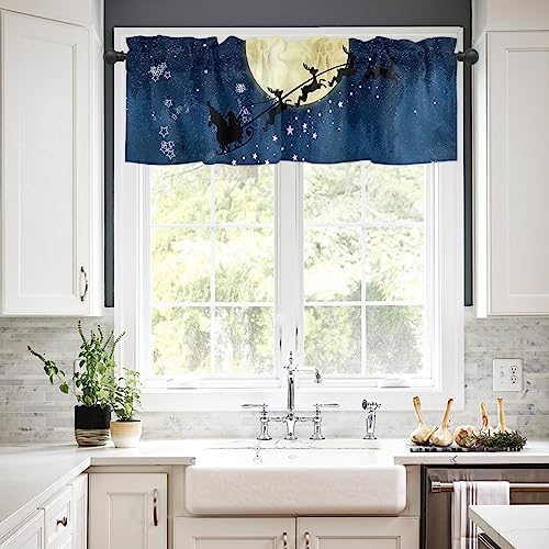Christmas Kitchen Curtains and Valances Set, Santa Claus Reindeer Window - Image 3