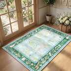2x3 Washable Area Rug for Entryway Non Slip Safari Nursery Rug Blue Kids Room - Image 3