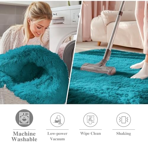 OLANLY Teal Round Rugs for Bedroom - Image 3
