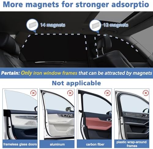 XCBYT Magnetic Car Side Window Shades, 100% Blackout Privacy Curtains - Image 4