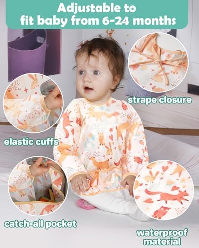 Lictin 3 Pack Baby Bibs for Boy or Girl, Cute Long Sleeve Bib - Image 6