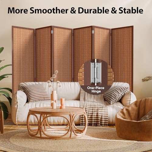 JOSTYLE 6 Panel Folding Privacy Screen 6ft Bamboo Freestanding Room Divider - Image 6