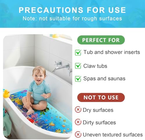 Bath Mat for Tub Non Slip Kids Bathtub Mat 40x16 Baby Bath Mat - Image 7