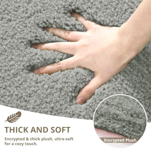 Polyester Bathroom Rug 24"x36" Gray, Non-Slip Soft Shaggy Bath Mat - Image 4