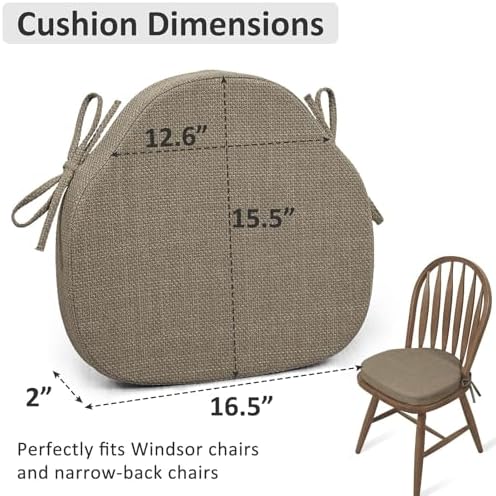 Shinnwa Dining Chair Cushions Set of 4, High-Resilience Foam Windsor Seat Pads - Image 6