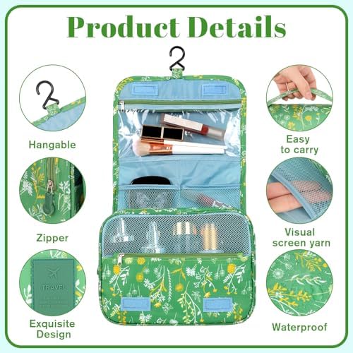 Hanging Toiletry Bag for Women, Portable Cosmetic Summer Beach Bag - Image 3