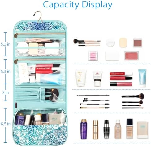 FINTIE Portable Toiletry Cosmetic Travel Bag Hanging Makeup Organizer - Image 5