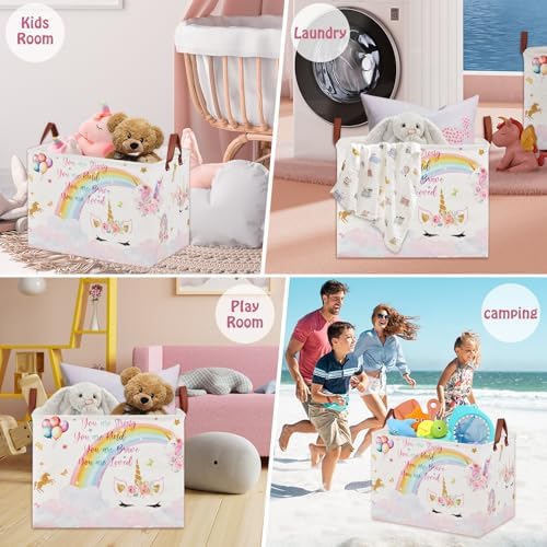 Unicorn Gift Bag Pink Kids Laundry Basket Rainbow Cloud Unicorn Nursery Decor - Image 6