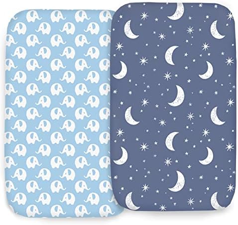 100% Organic Cotton 2 Pk Bedside Sleeper Bassinet Fitted Mattress Sheets by CambriaBaby