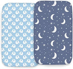 100% Organic Cotton 2 Pk Bedside Sleeper Bassinet Fitted Mattress Sheets by CambriaBaby