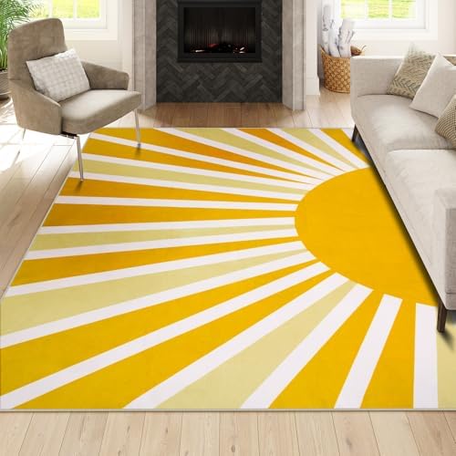 Lahome Yellow Rainbow Sun Area Rug 8x10 by Lahome